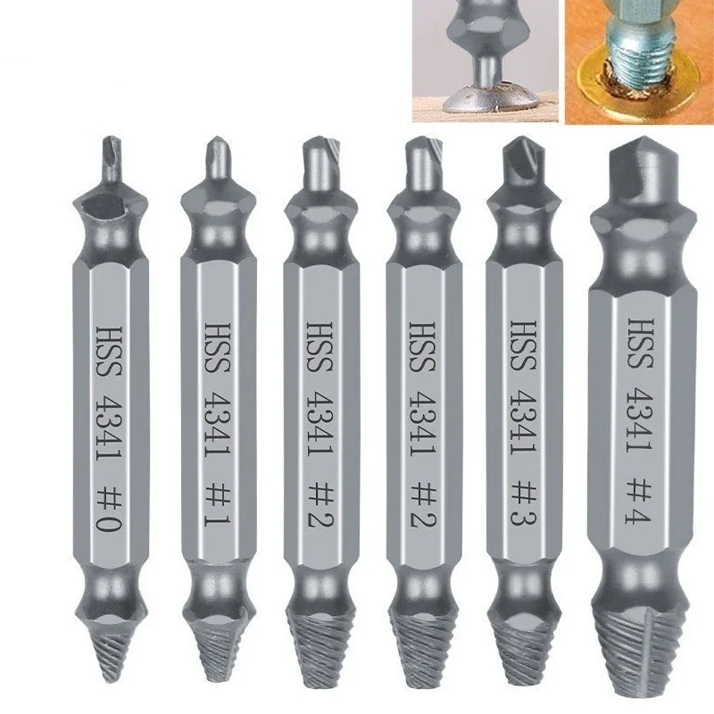 

4/5/6pcs Material Damaged Screw Extractor Drill Bits Guide Set Broken Speed Out Easy out Bolt Stud Stripped Screw Remover Tools