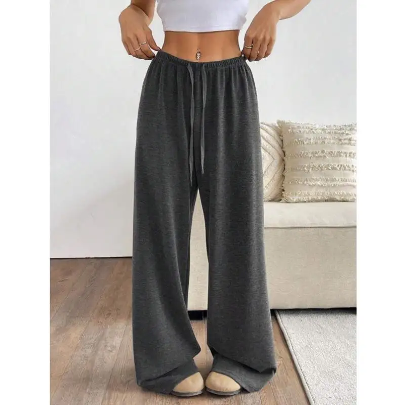 

Comfortable Wide Leg Sports Pants for Women Charcoal ey New Arrival Cross-Border High Waist Trousers Retro Sle Ciwalk