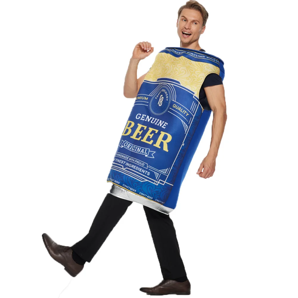 Vintage Beer Can Costume Men Blue Color Unisex Women Craft Beer Halloween Costume 2022 New Arrival