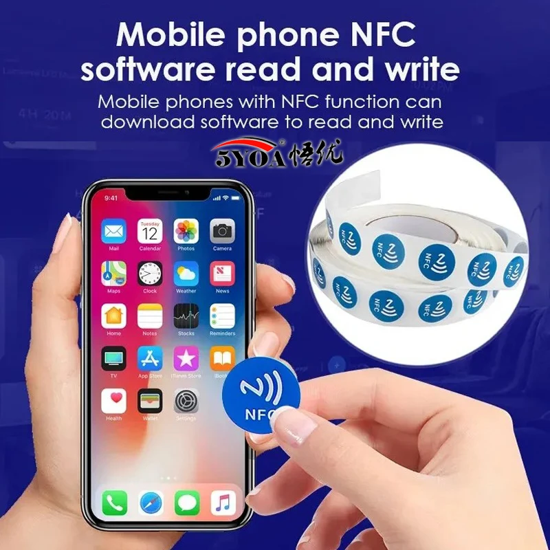 5YOA 6 Stück schwarze NFC-RFID-Aufkleber Ntag213 Ntag215 Ntag216 13,56 MHz Universal Label Ultralight Token für Patrol Tagging