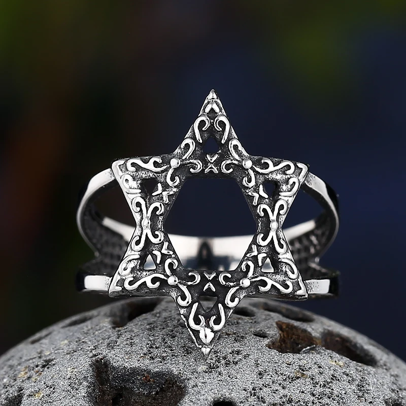 Dropshipping 2022 New Pentagram Hollow Ring Men's Anels Fashion Vintage Metal Star Accessories Couple Gift Jewelry