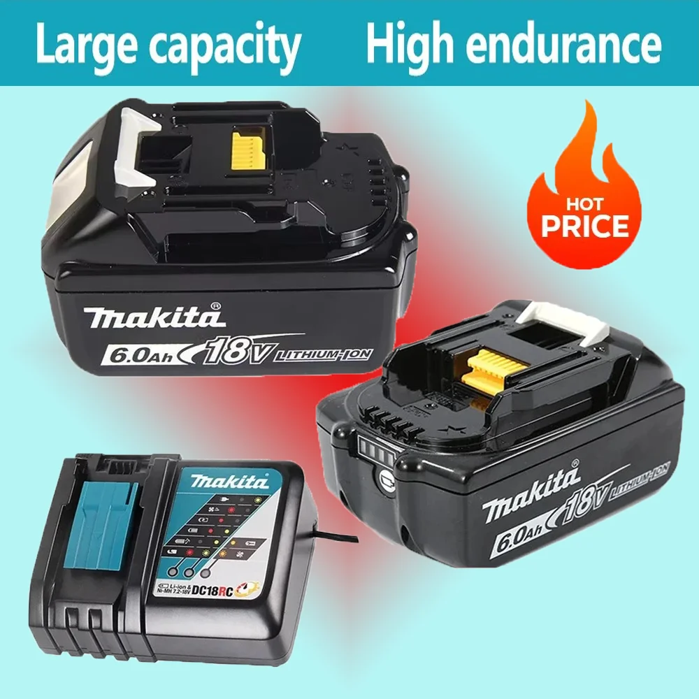 

100% Original Makita Rechargeable Power Tool Battery, Replaceable LED Lithium-ion, 6.0 Ah 18V LXT BL1860B BL1860BL1850 BL1830