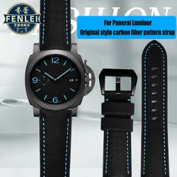 Nylon Carbon fiber Leather Watch strap For Panerai Luminor PAM01661 799 616 Scaphium Affine Canvas Watchband Male 24mm Bracelet