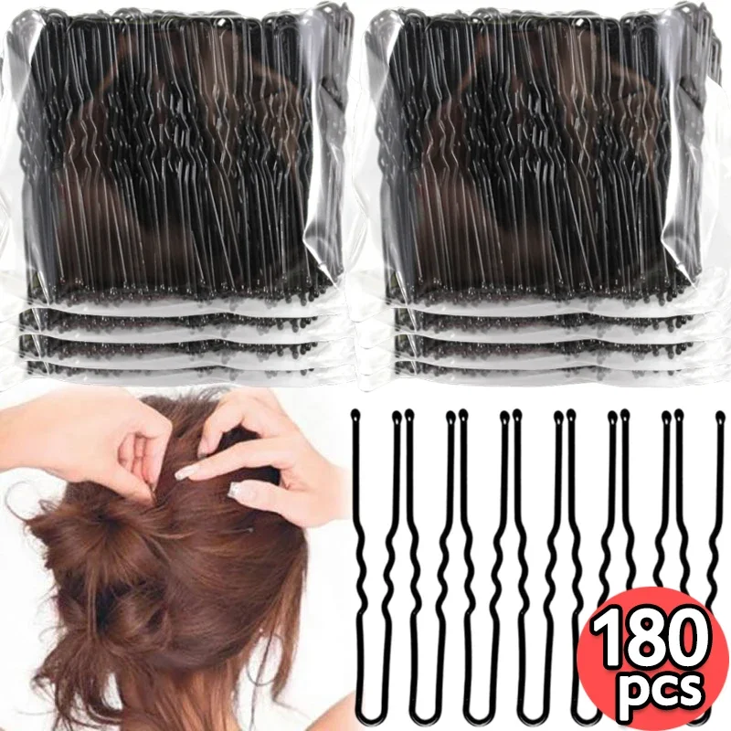 Épingles à cheveux noires pour femmes, pince à cheveux, épingles à cheveux pour dames, vague invisible, pinces à cheveux bouclées, pince à cheveux au poulet, cordon, 60-180 pièces