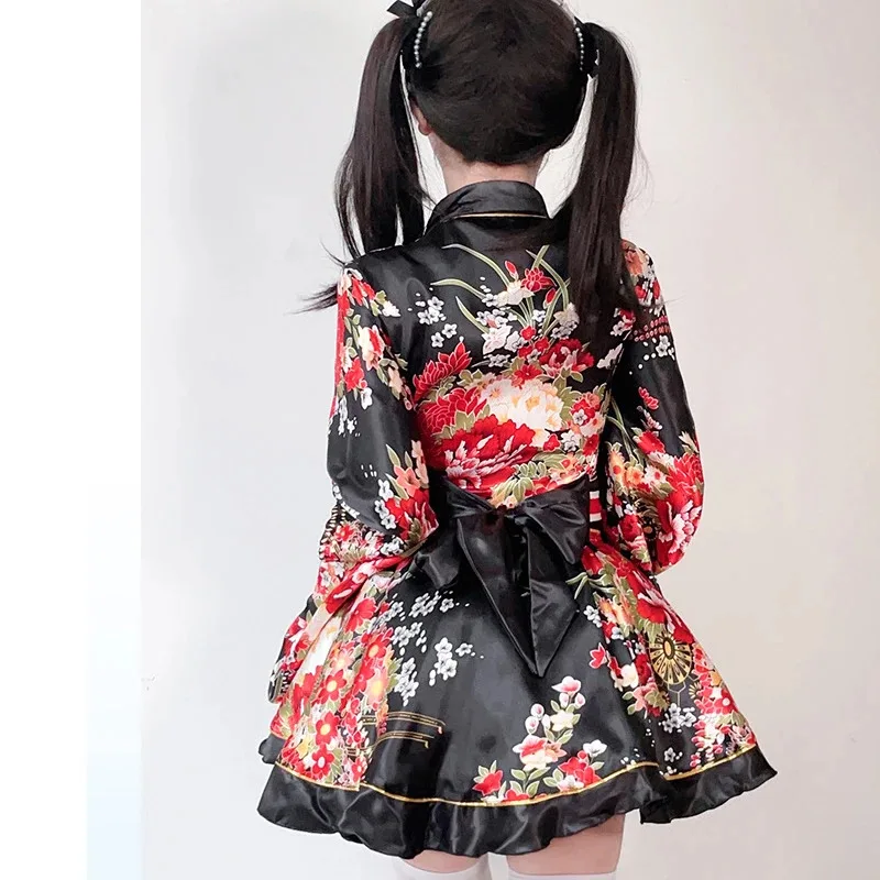 여성 일본 기모노 Raditional Cultural Cosplay Costume 멋진 드레스 게이샤 유카타 가운 꽃 Haori Set Kawaii Lolita Dresses