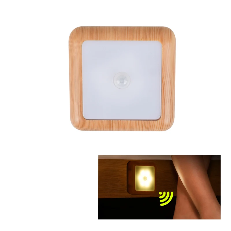 

Cabinet Light Retro Wood Grain Wireless intelligent human body sensing light, home aisle cabinet bedroom LED bedside Night Light