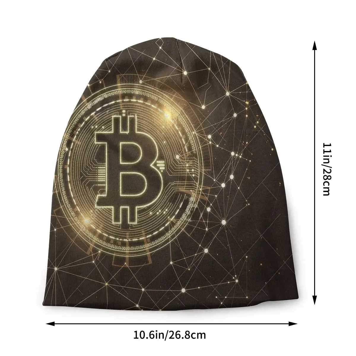 Polygonal Bitcoin Skullies Beanies Hat Cryptocurrency Summer Men Women Street Cap Warm Dual-use Bonnet Knit Hat