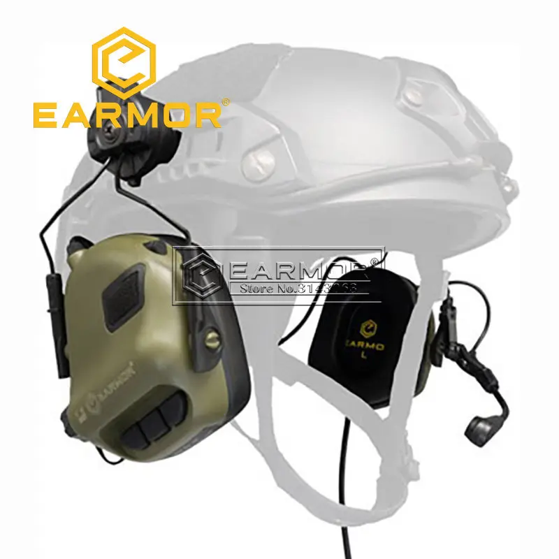 EARMOR M32H MOD4 Tactical Headset New ARC Rail Adapter Noise Canceling Aviation Communication Headphone for Fast Helmet Rail