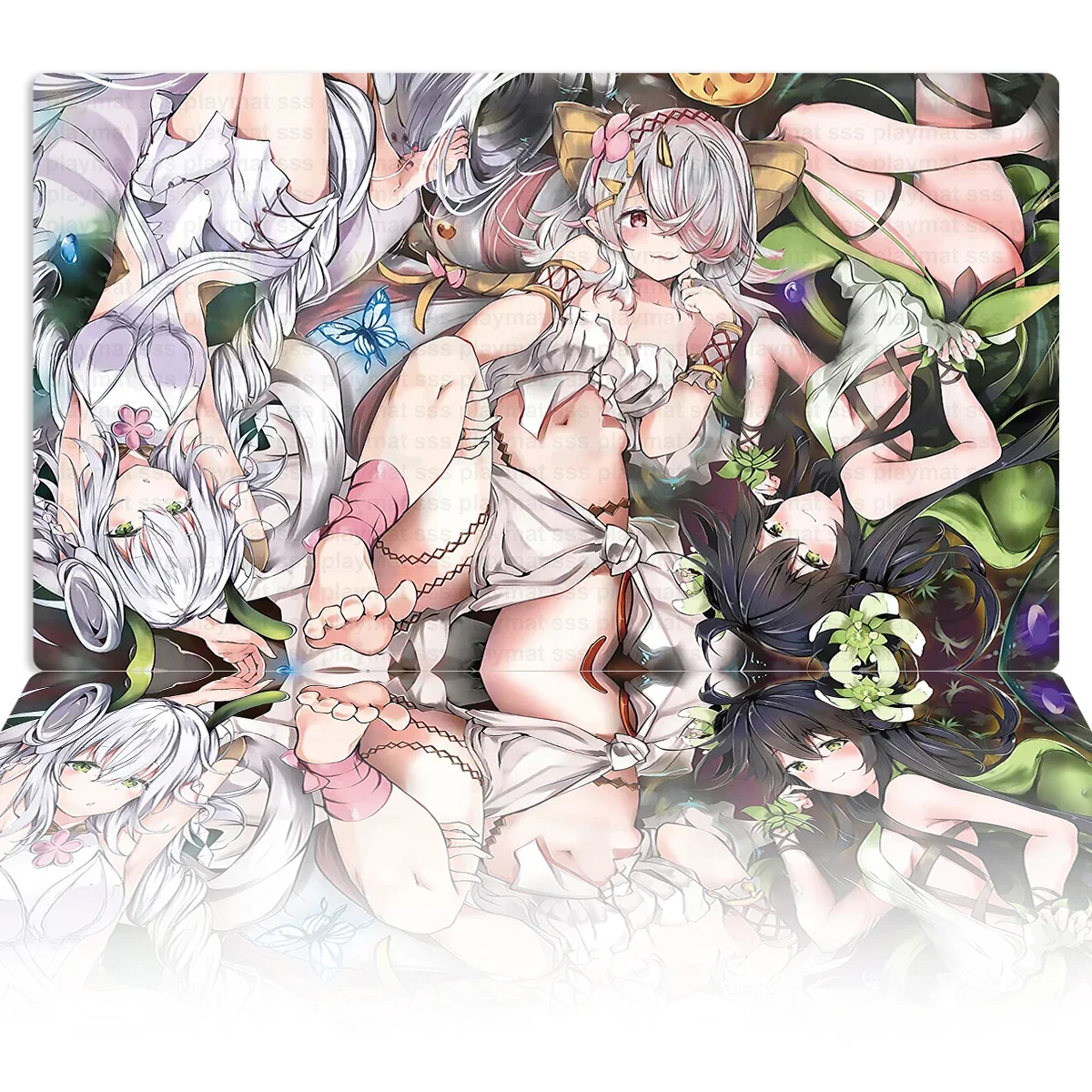 

YuGiOh Traptrix Playmat Pinguicula & Genlisea Mat TCG CCG Board Game Trading Card Game Mat Anime Mouse Pad Rubber Zones & Bag
