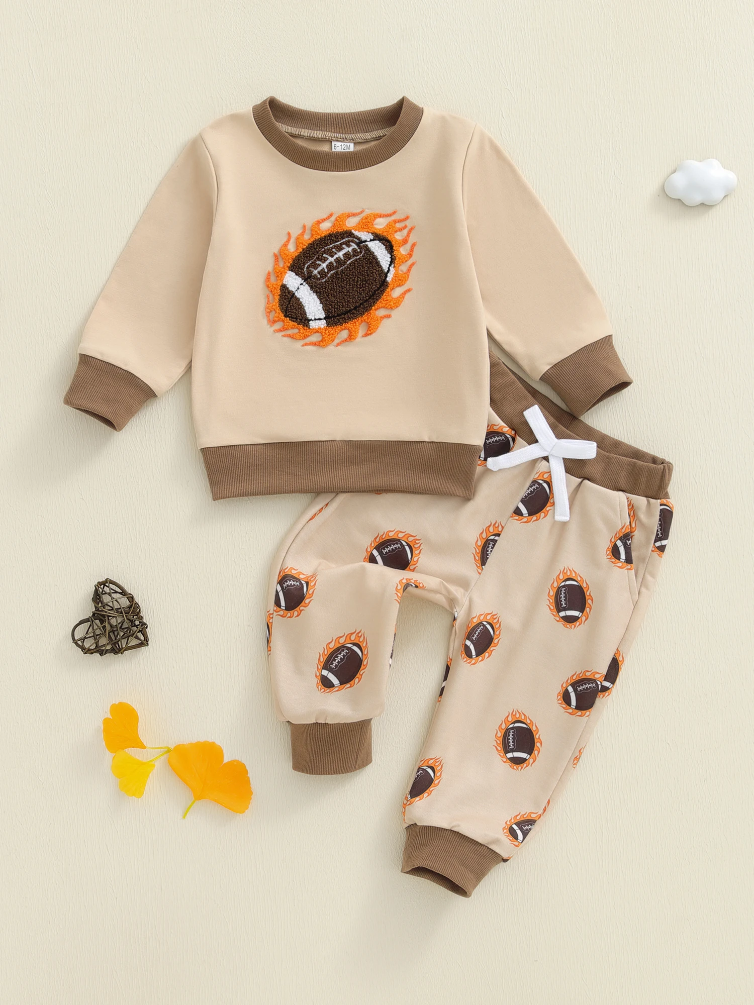 

Baby Boy Autumn Clothes Sports Style Hooded Sweatshirt Drawstring Pants 2 Piece Set with Cute Animal Print