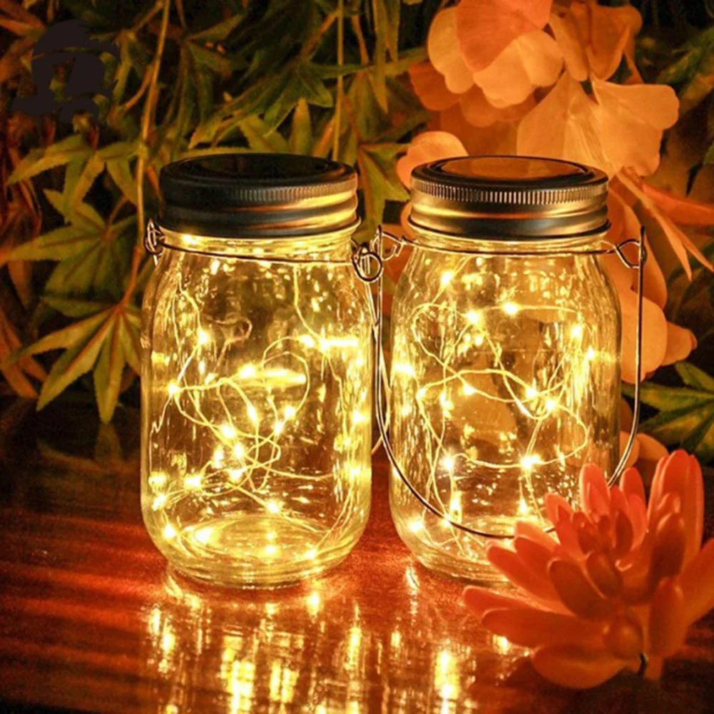 Solar Mason Jar Lid Light LED Solar Fairy Mason Star Jar Lights Outdoor Party Wedding Garden Decor Lamp bez baterii do słoików