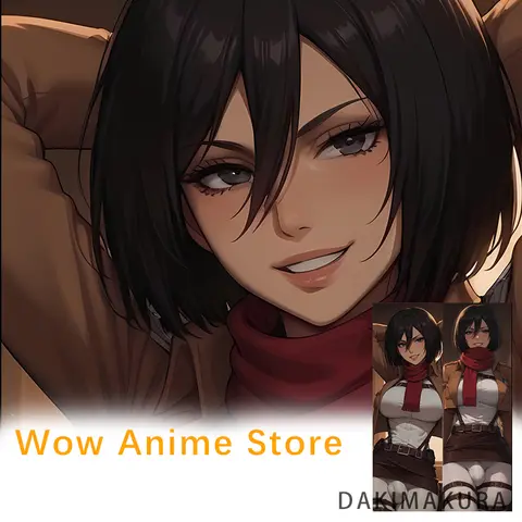 Mikasa Ackerman Futa Dakimakura Cover Anime Federa con stampa fronte-retro Cuscino per il corpo a grandezza naturale