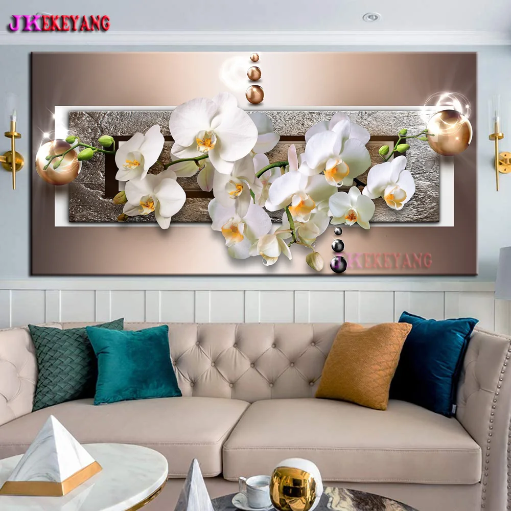 Big Size 5D DIY Diamond Painting Butterfly Orchid Flowers Diamond Embroidery Painting DIY Mosaic Gift Home Decor Y5238