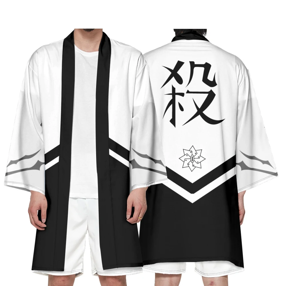 

Men's Japanese Long Kimono Cardigan Boys Samurai Costume Kimono Shinazugawa Sanemi Style 3D Kimono Shirt Yukata Outer Cover