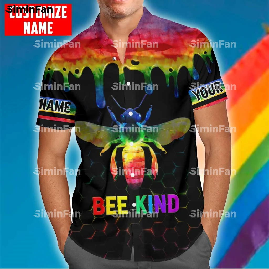 LGBT PRIDE BEE COLORFUL RAINBOW 3D Full Printed Hawaiian Shirt Men Summer Camisa Female Top Unisex Tee Male Tshirt Streetwear