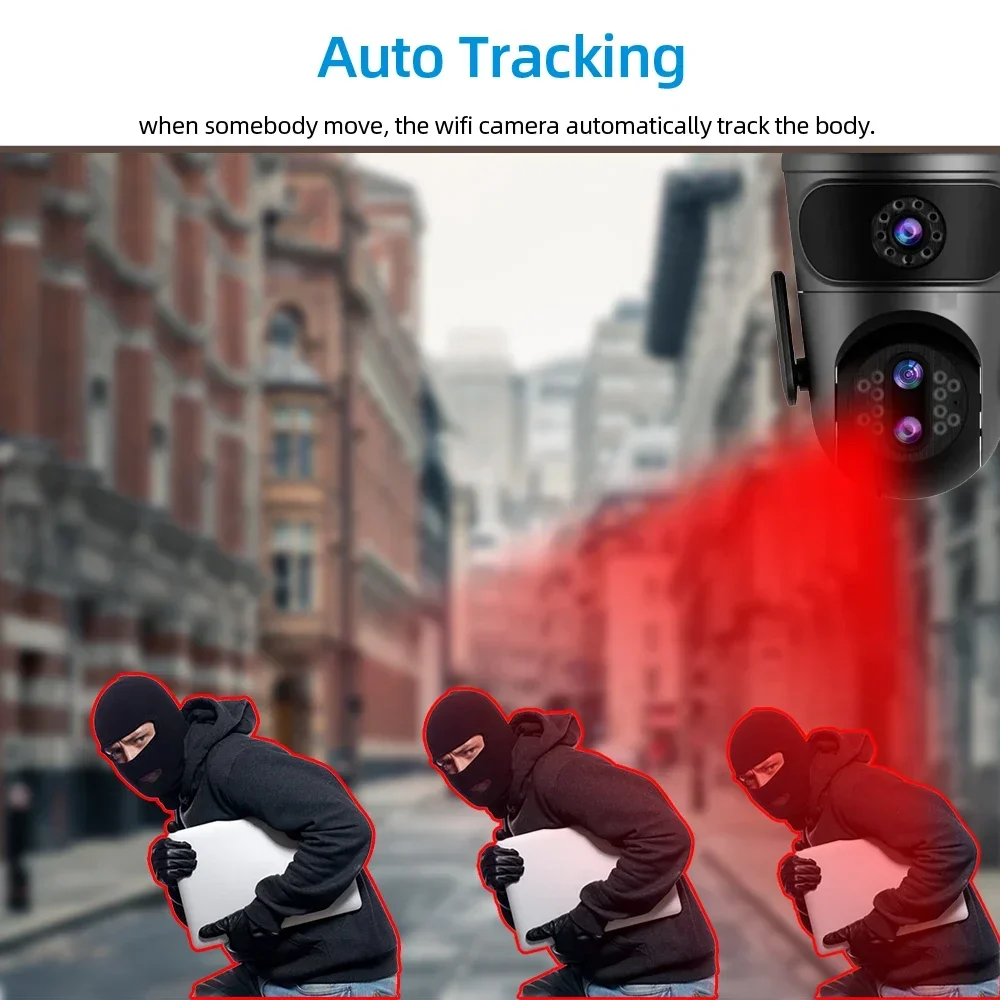 4K WiFi Camera 12MP 10x Zoom Outdoor Night Vision CCTV Dual-screen WIFI Camera AI Automatically Security Protection Monitoring