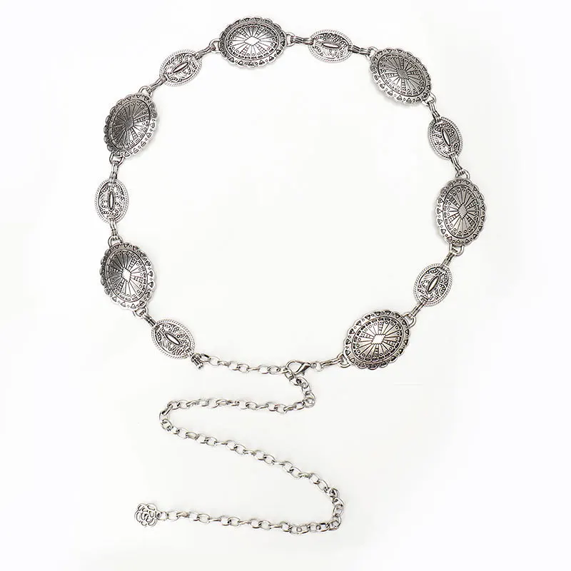 Retro สไตล์ผู้หญิงโลหะเอวอุปกรณ์เสริมแฟชั่น Y2K ชุดกระโปรงเข็มขัดหญิง Punk วงกลมแกะสลักเข็มขัดตกแต่ง