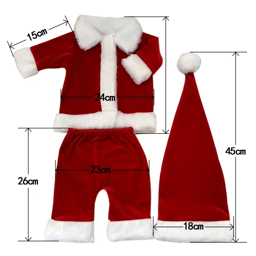 Newborn Photography Outfit Santa Claus Baby Cosplay Christmas Hat Photoshoot Props Accessories