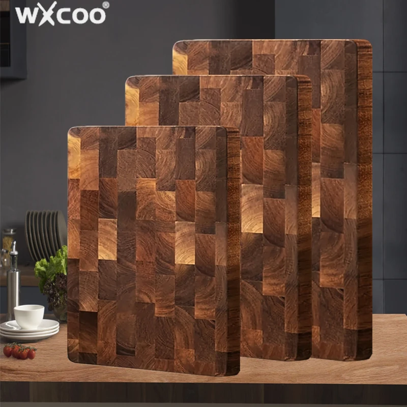

WXCOO Thicken Kitchen Cutting Board Acacia Wood Splicing Checkerboard Solid Wood Cutting Chopping Board Kitchen Accessories