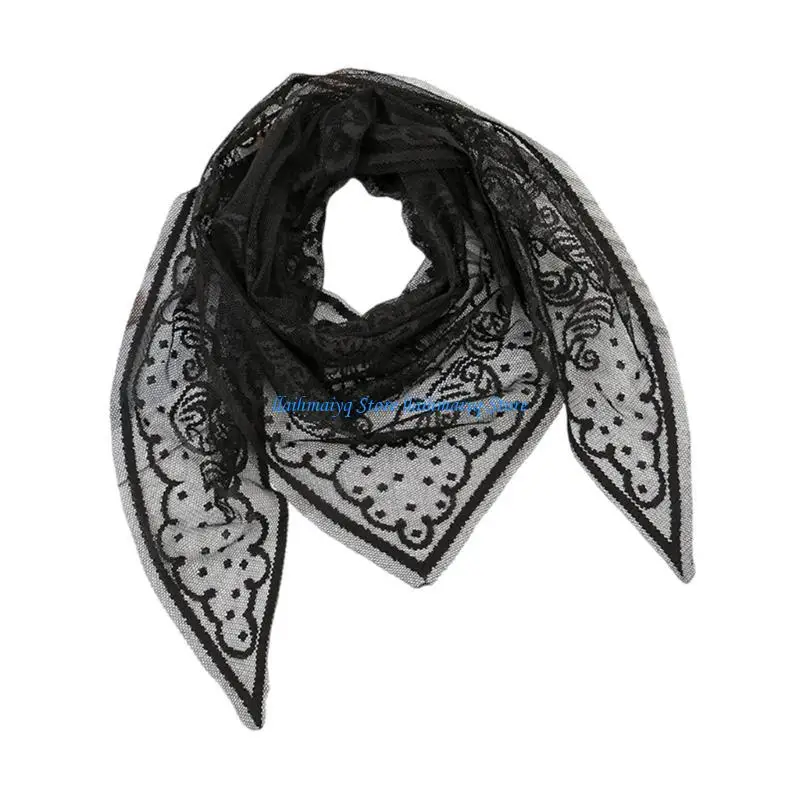 

573B Fashionable Embroidered Headscarf Adjustable Triangles Scarf Vintage Scarf for Church Prayer and Religious Event