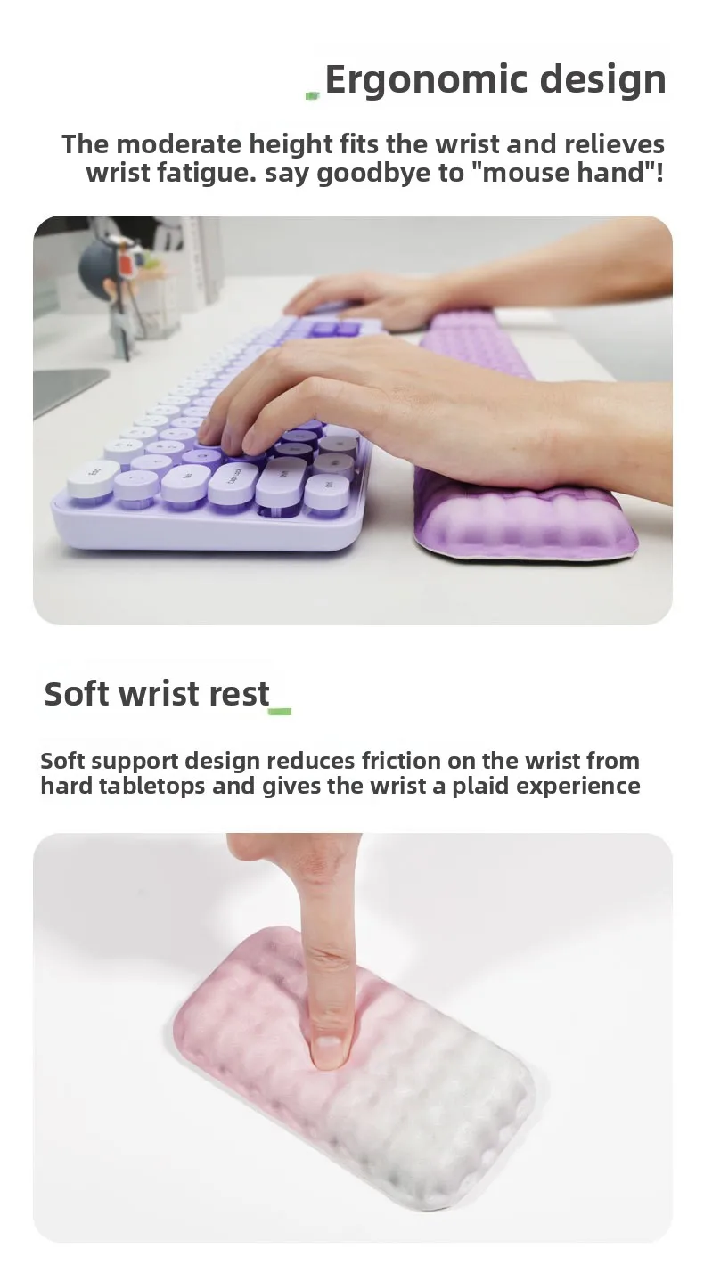 Minimalistisches Handgelenkauflage-Mauspad-Set Tastaturunterlage Ergonomische Schreibtischunterlage für Büro und Gaming Creme Farbverlauf – Detail 3