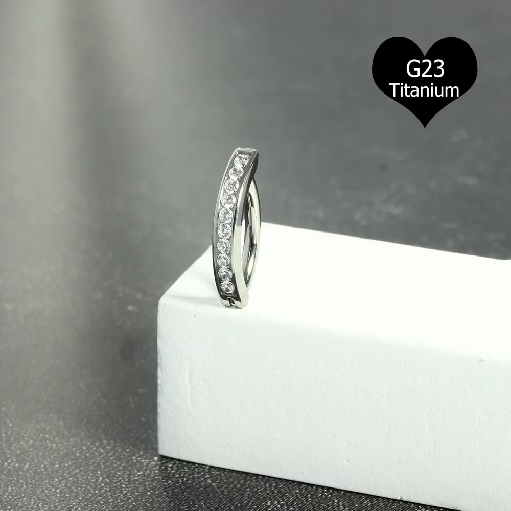 14G G23 Titanium Belly Button Ring with Zircon