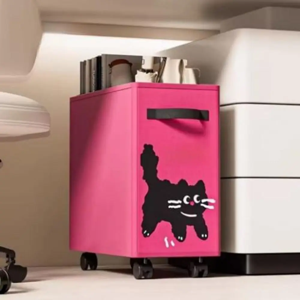 

Oxford Cloth Under Desk Cart Storage Basket Cute Movable Dirty Clothes Basket Foldable with Wheels Rolling Storage Cart