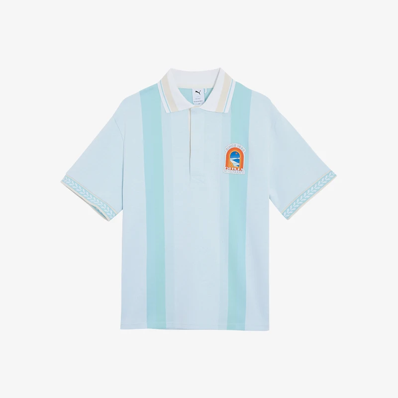 

Puma Натуральная летняя новая рубашка-поло унисекс в полоску с короткими рукавами 628233-02