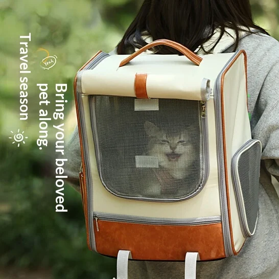

Portable Large Capacity Cat Dog Backpack, Breathable Double Shoulder & Handbag, Travel Carrier for Ragdoll Cats & Puppies