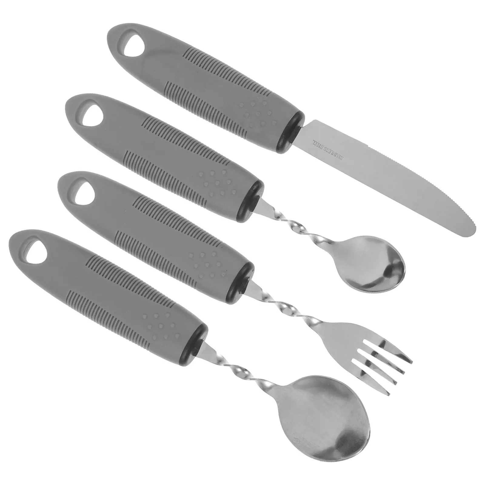 

1 set Bendable Cutlery Anti skid Stainless Steel Plastic Adaptive Utensils Elderly Disabled Spoon Fork Knife Tableware