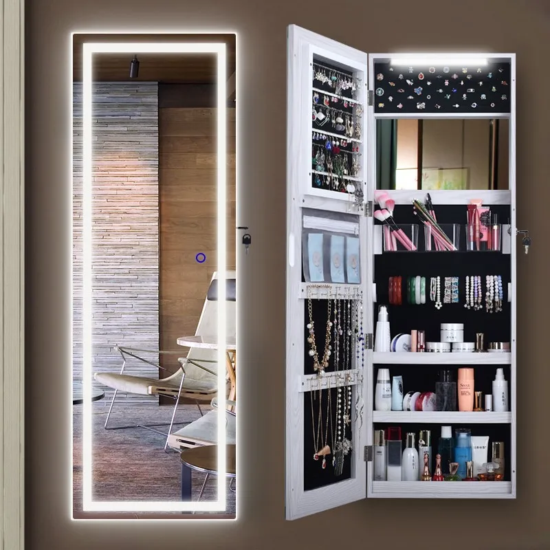 Household full-length mirror with light living room wall hanging door dressing mirror storage cabinet fitting mirror