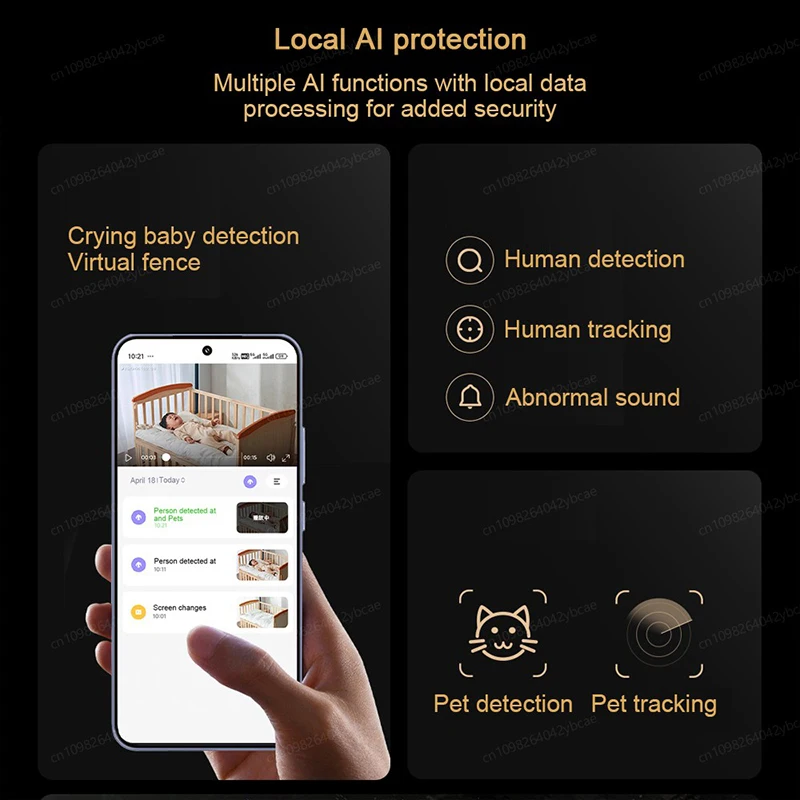 شياومي 360 °   كاميرا ذكية 4، واي فاي ثنائي النطاق، 6.8 ميجابكسل، 4K HDR AI، مراقبة أمن المنزل للأطفال، النسخة الصينية مع محول