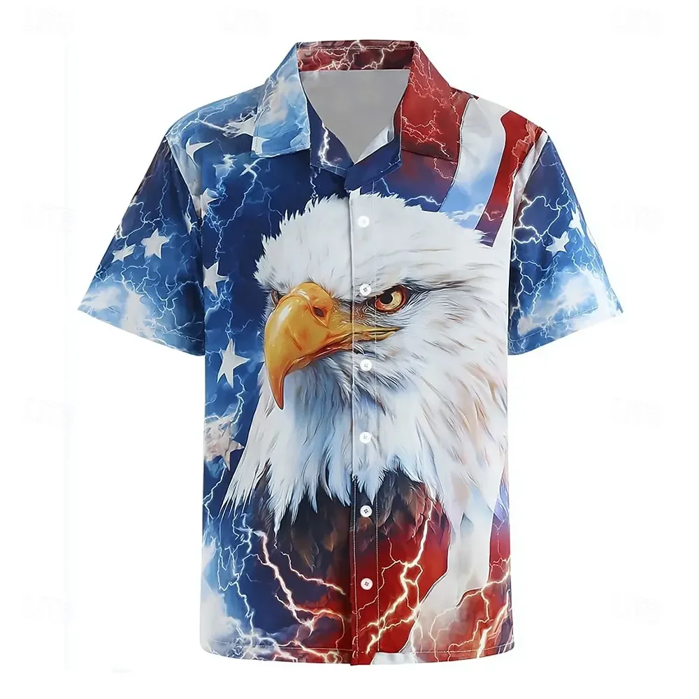 

Men's Eagle America's 250th Anniversary Shirt Button Up Shirts Short Sleeve Vintage Retro Outdoor Holiday Summer