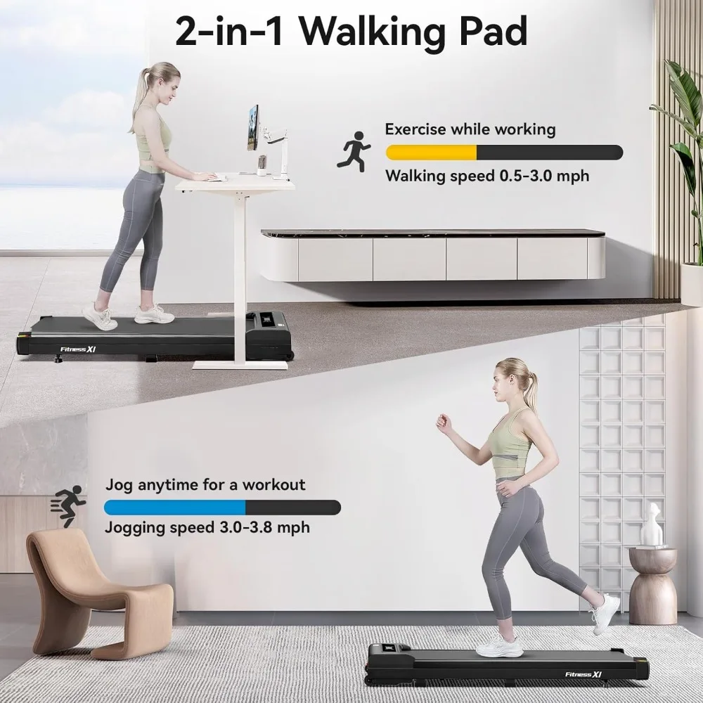 Walking Pad Treadmill, Portable Treadmill with LED Display Remote Control, 2.5HP Electric Treadmills 300 lbs Capacity