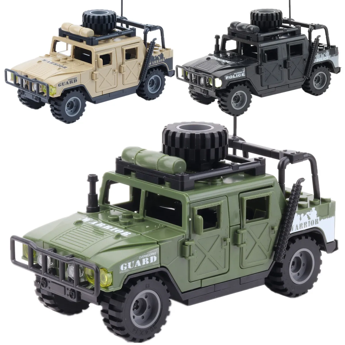 Military Special Forces SWAT Gangster Jeeps Off-Road Vehicle Assault Boat Model Soldier Weapons Building Block Toy For Children