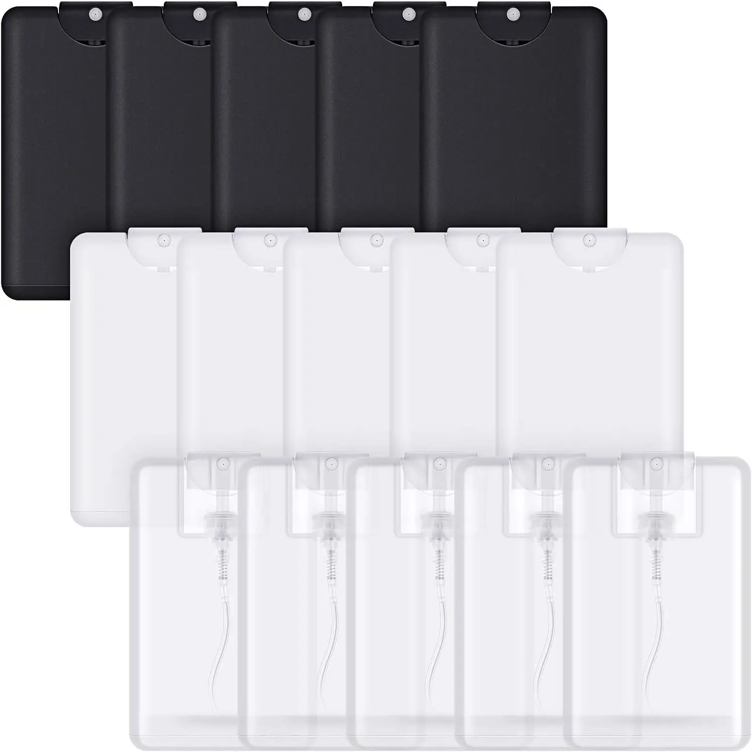 15 Stück 20 ml Parfüm-Sprühflaschen, Kartenetui-ähnlicher Kunststoff-Sprühspender zum Nachfüllen für Make-up, Kosmetik, ätherisches Öl