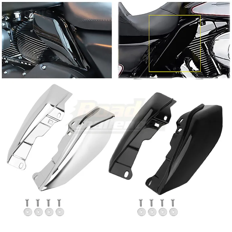 Motorcycle Black Heat Shield Mid-Frame Air Deflector Trim For Harley Touring Street Glide Road King Road Electra Glide 2009-2016