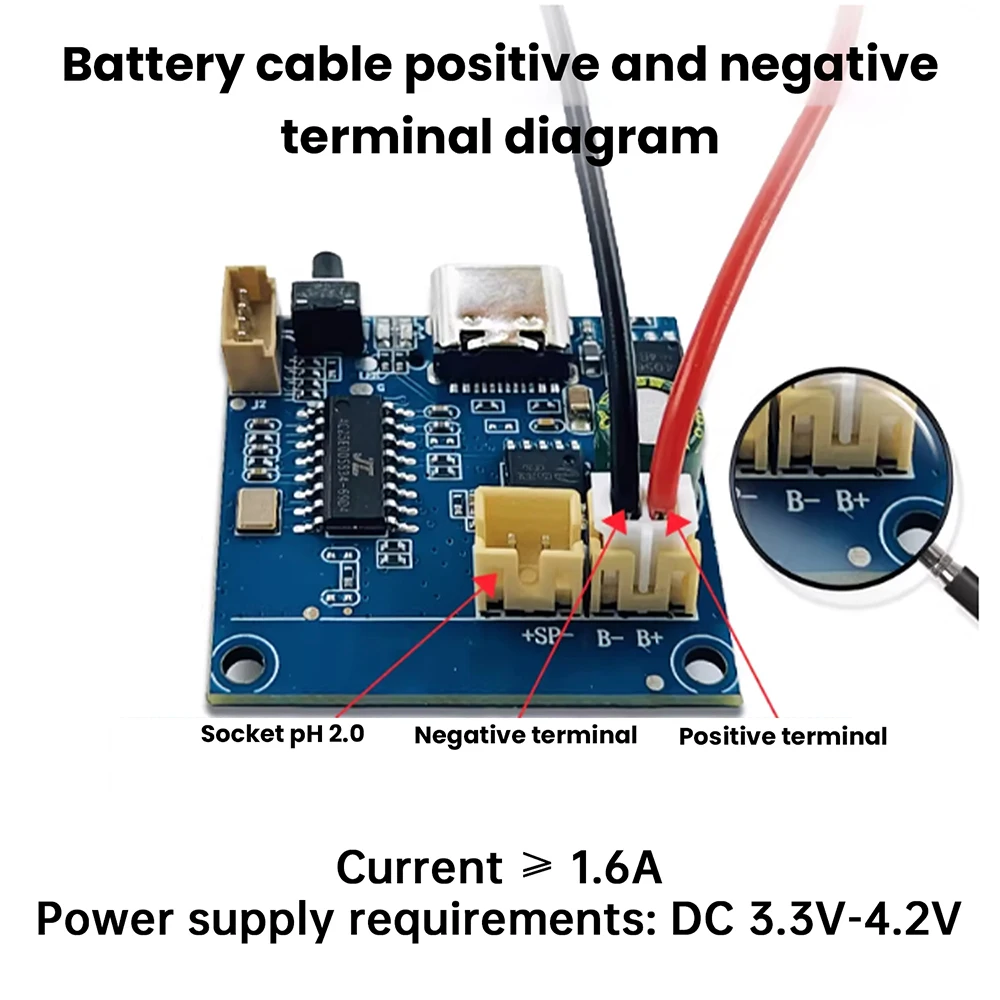 DC 3.3V-4.2V 5W Bluetooth Amplifier Module Type-C Charging Audio Board TWS Support TF Card Sound Card DIY Audio Circuit Board