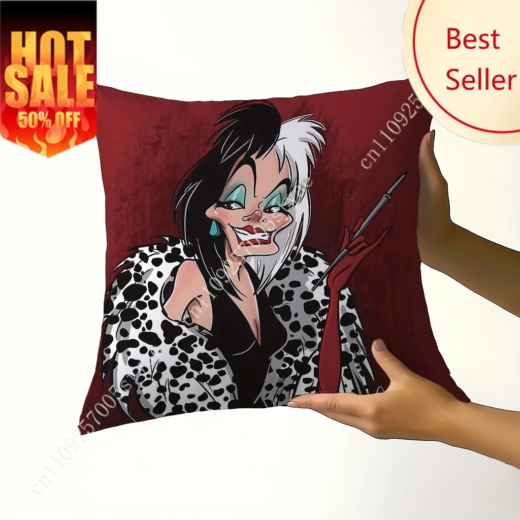 ديزني الشرير Cruella المخدة ديزني الكرتون كيس وسادة لينة أريكة سرير الديكور حفلة صبي فتاة الهدايا غطاء وسادة مخصص #1