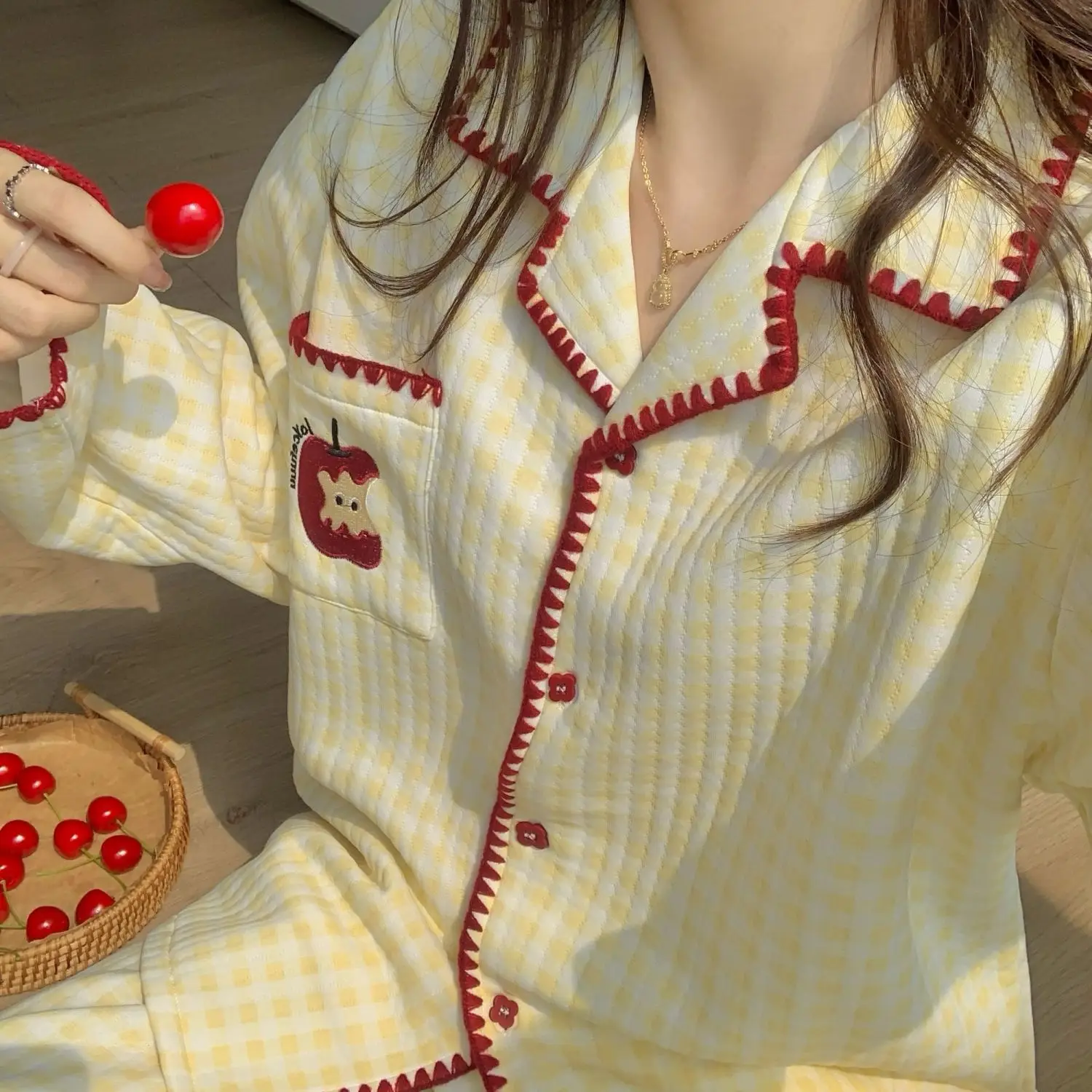 Conjunto de pijamas para mujer, pijamas cálidos de invierno para mujer, ropa de hogar a la moda, pijamas bonitos y suaves, regalo de Navidad