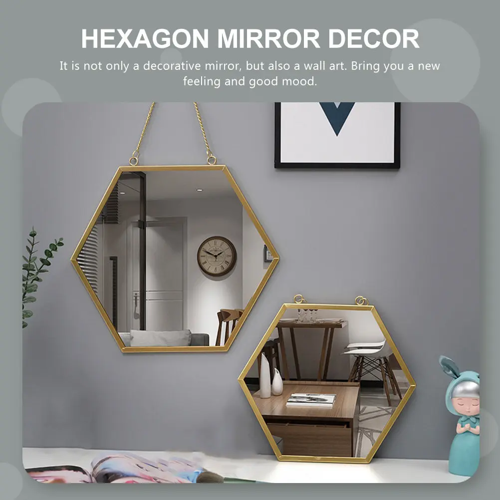 Modern Ornate Wall Hanging Mirror Decor Glass Makeup Mirror for Bedroom Bathroom Living Room Wall Decor Creative Art