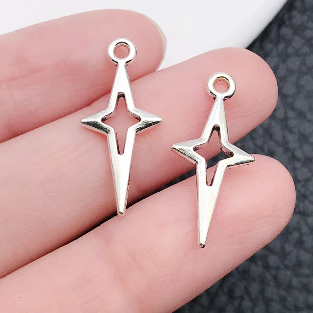 10pcs geometry Alloy Charms Shining Stars Charms For Jewelry Making DIY Jewelry Findings Antique Silver Color Pendant