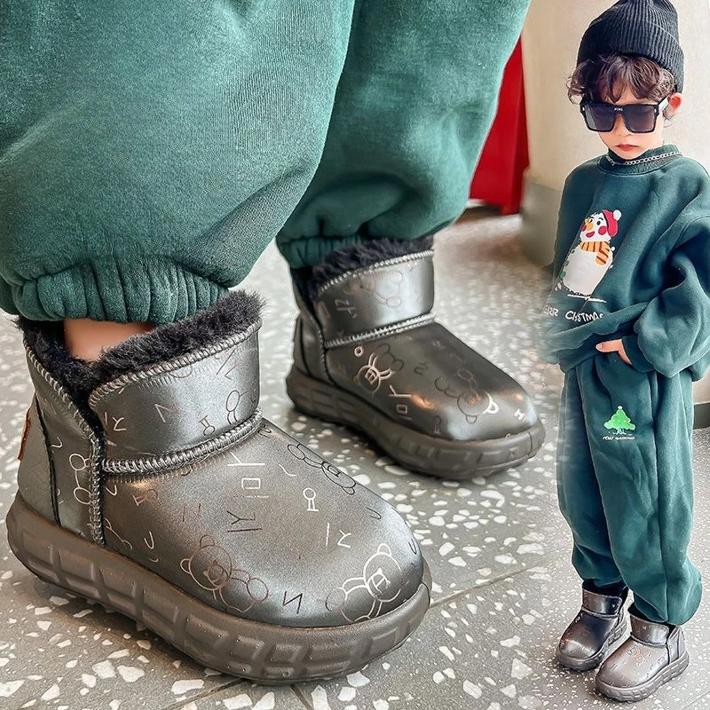 

Kids Winter Snow Boots Warm Plush Lined Thick Cotton Shoes for Boys Girls Non Slip Outdoor Baby Winter Boots