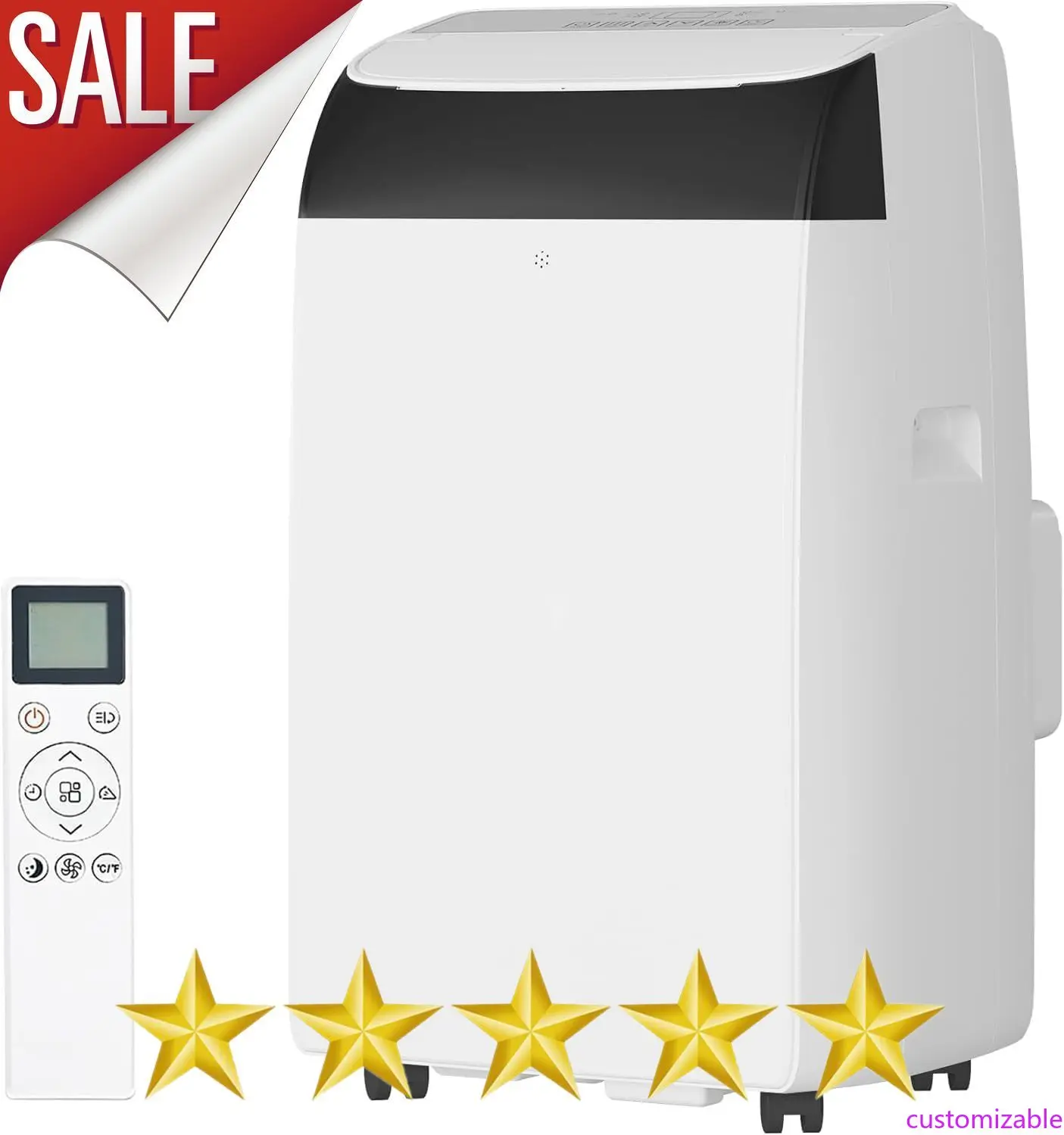 

Customizable 14,000 BTU Portable Air Conditioner Cools up to 750 Sq.Ft, 3-in-1 Quiet Portable AC Unit with Remote Control
