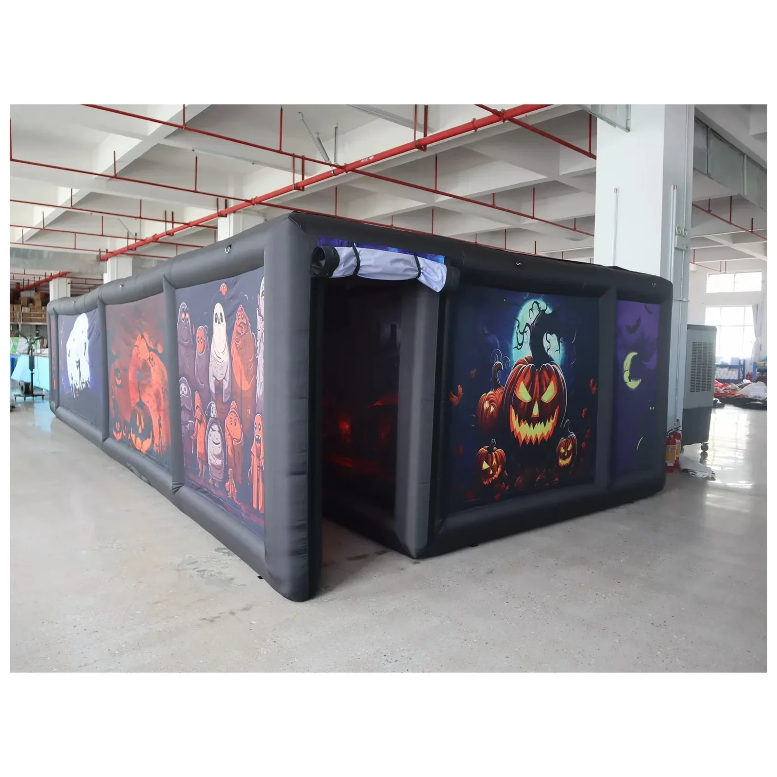 Large Black Halloween Covered Corridor Inflatable Maze 9X4m 30X13ft with Blower Commercial Event Exciting Party Events Adventure