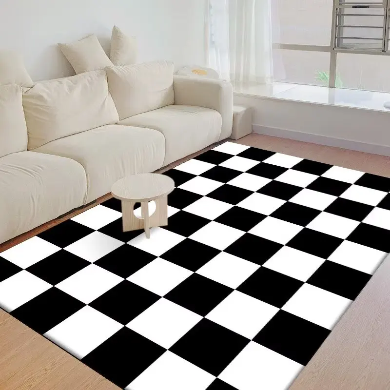 Modern Carpets for Living Room Simple Black and White Carpet Large Area Room Rugs Geometric Anti-Skid Home Bedroom Floor Mat