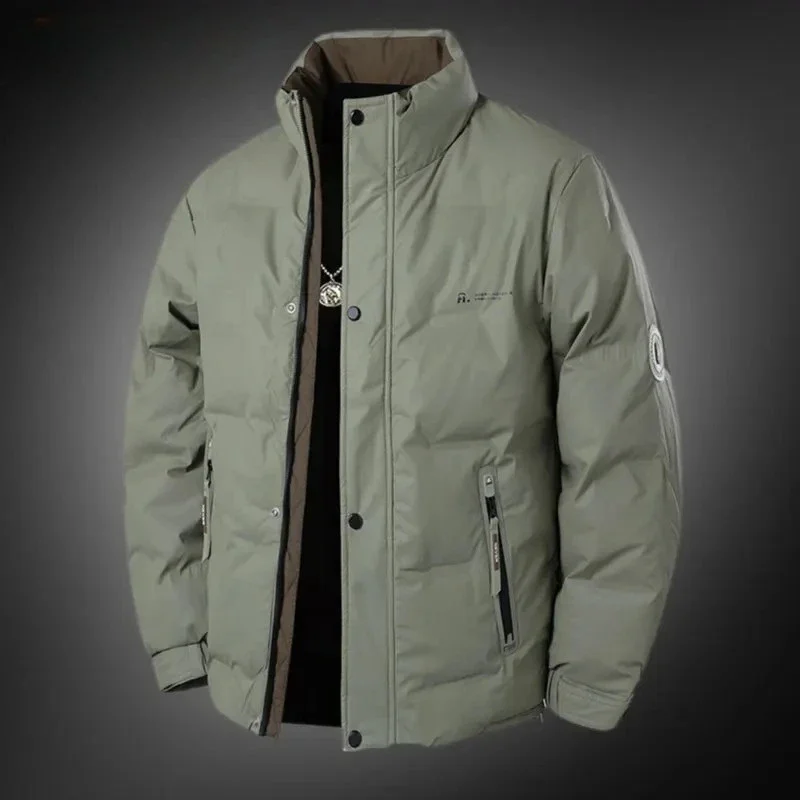 Fall Winter Men's White Duck Down Jacket Outdoor Sportwear Windproof Cold Stand Collar Hooded Padded Jacket Thickened Warm Coat