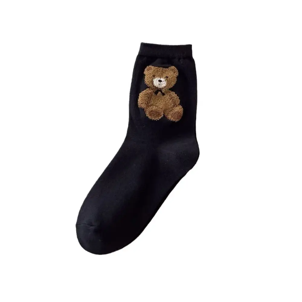 1 Pair Cartoon Bear Women Socks Comfortable Harajuku Skateboard Girl Socks Novelty Breathable Socks Gift