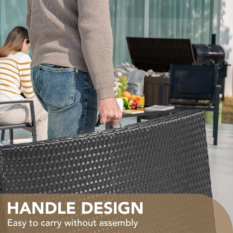 Conjuntos de espreguiçadeira para pátio ao ar livre, rattan, costas ajustáveis, 3 peças, espreguiçadeira dobrável acolchoada para pátio com dobrável (bege)