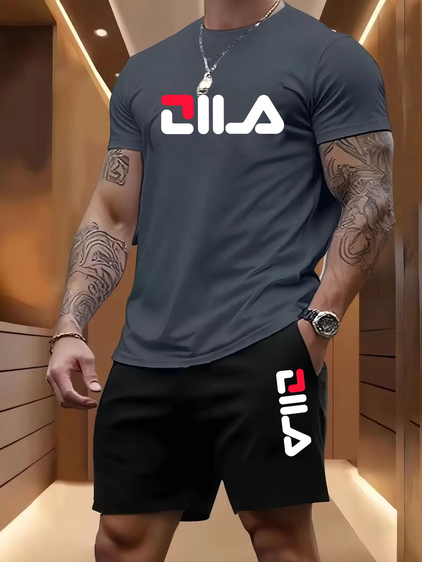 Conjunto Deportivo de Verano para Hombre, Informal, para Playa, Baloncesto y Actividades al Aire Libre, Cómodo, de Dos Piezas, con Camiseta Holgada y Pantalones Cortos a la Moda